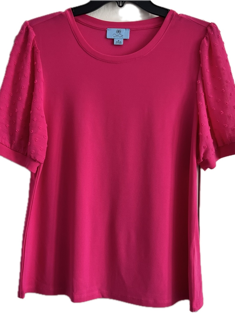 CeCe Short Sleeve Pullover Blouse - M - Hot Pink